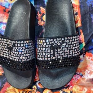 Women’s Giuseppe Crystal embellished slides